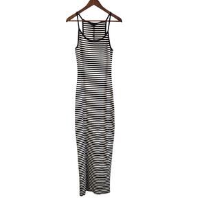 NWT 90s Grunge Inspired Parisian Ribbed Tank Coastal Chic Maxi Striped Dress L